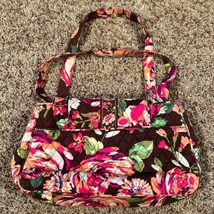 Vera Bradley Shoulder Purse English Rose Pattern Satchel Bag Top Handles 2012